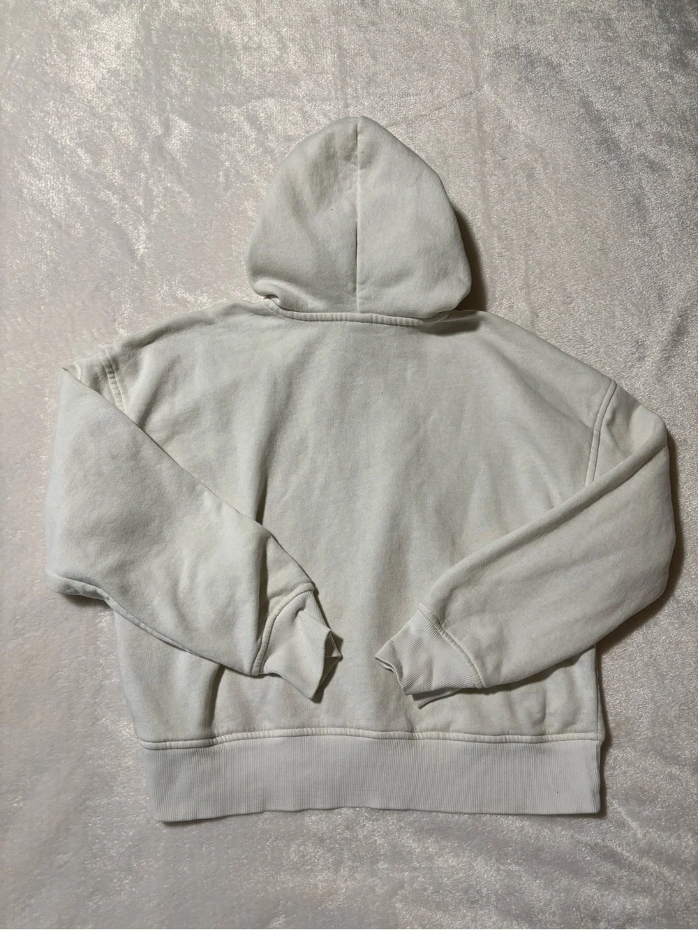 Old Navy Cream Zip Hoodie with Purple Check Heart